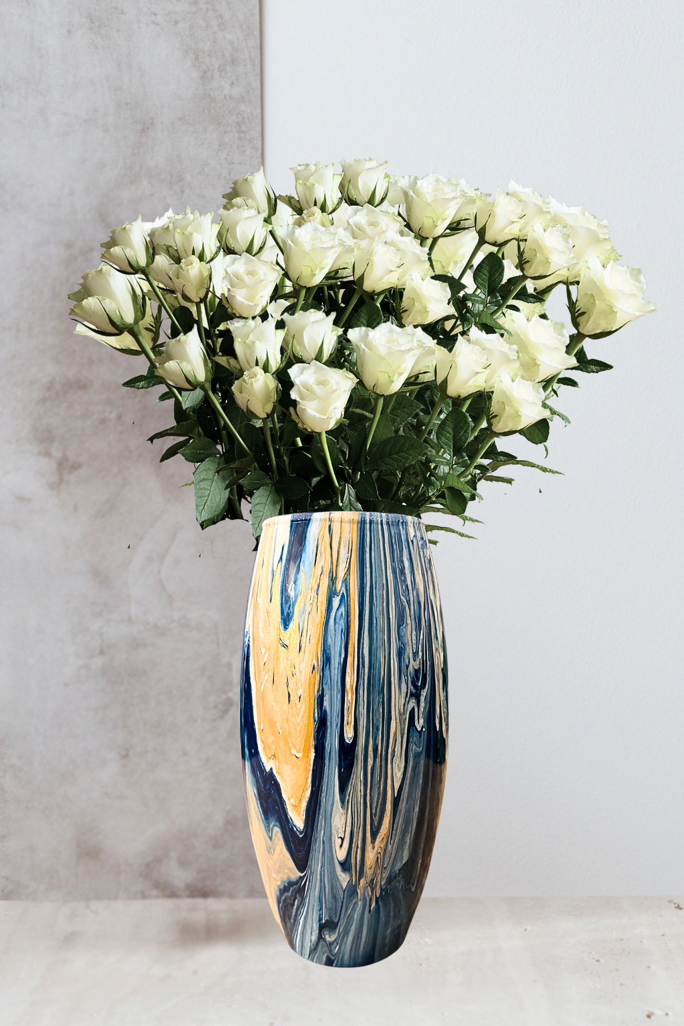 Made to order! Abstract Elegant Glass Vase with Pouring Paint Design