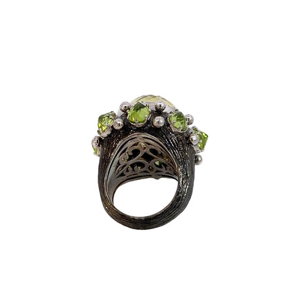 Imperia 925© Silver  Green Gold quartz & Peridot ring