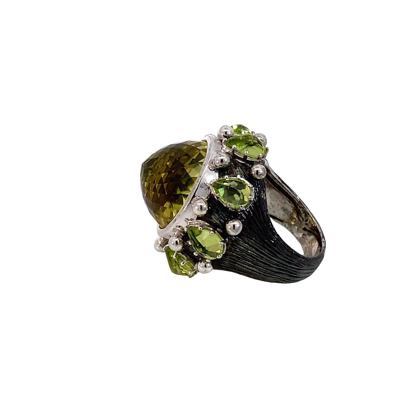 Imperia 925© Silver  Green Gold quartz & Peridot ring