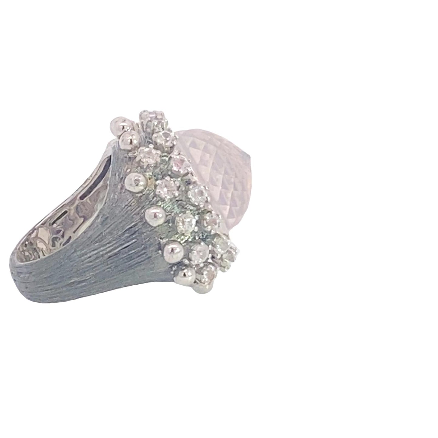 Imperia 925© Silver Pink Quartz & White Zircon ring