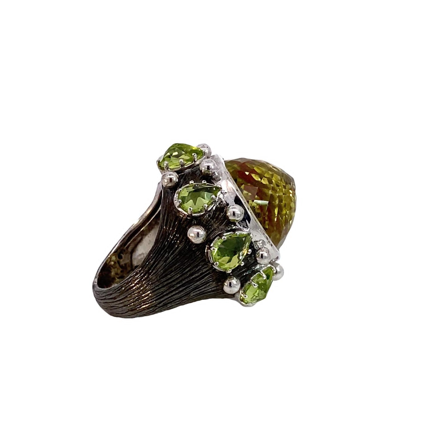 Imperia 925© Silver  Green Gold quartz & Peridot ring