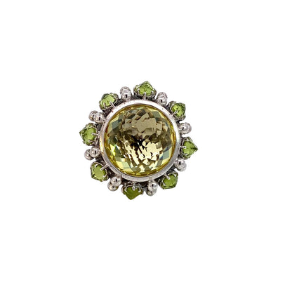 Imperia 925© Silver  Green Gold quartz & Peridot ring