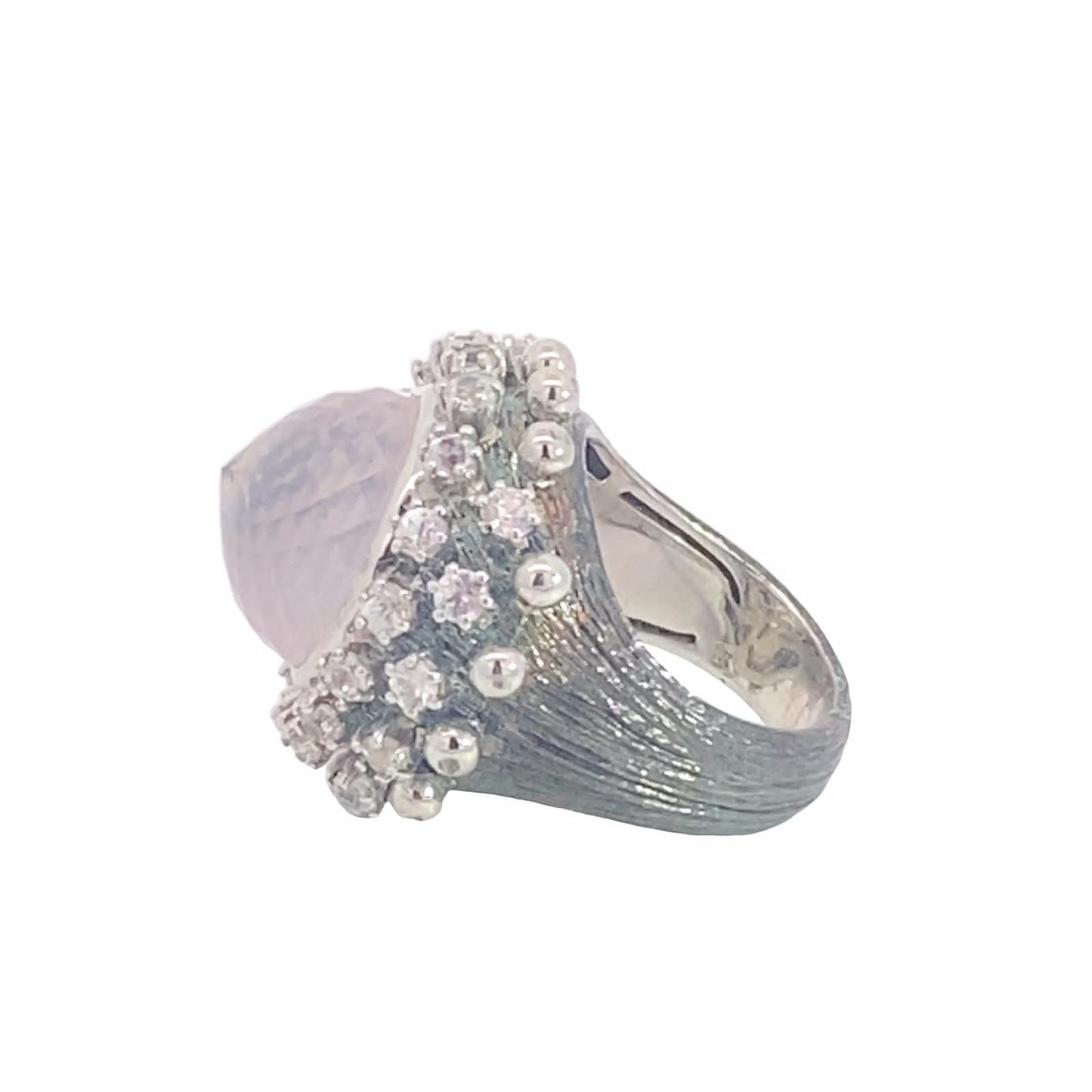 Imperia 925© Silver Pink Quartz & White Zircon ring