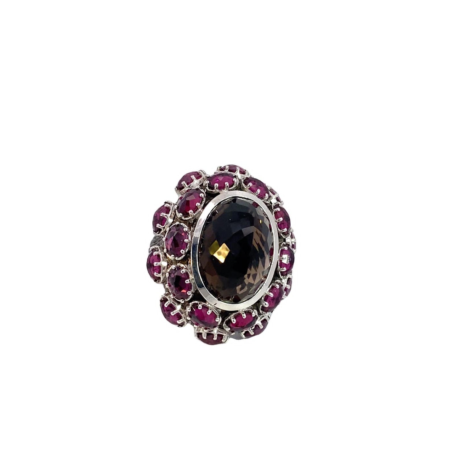 Imperia 925© Silver Smoky Quartz & Brazilian Garnet ring