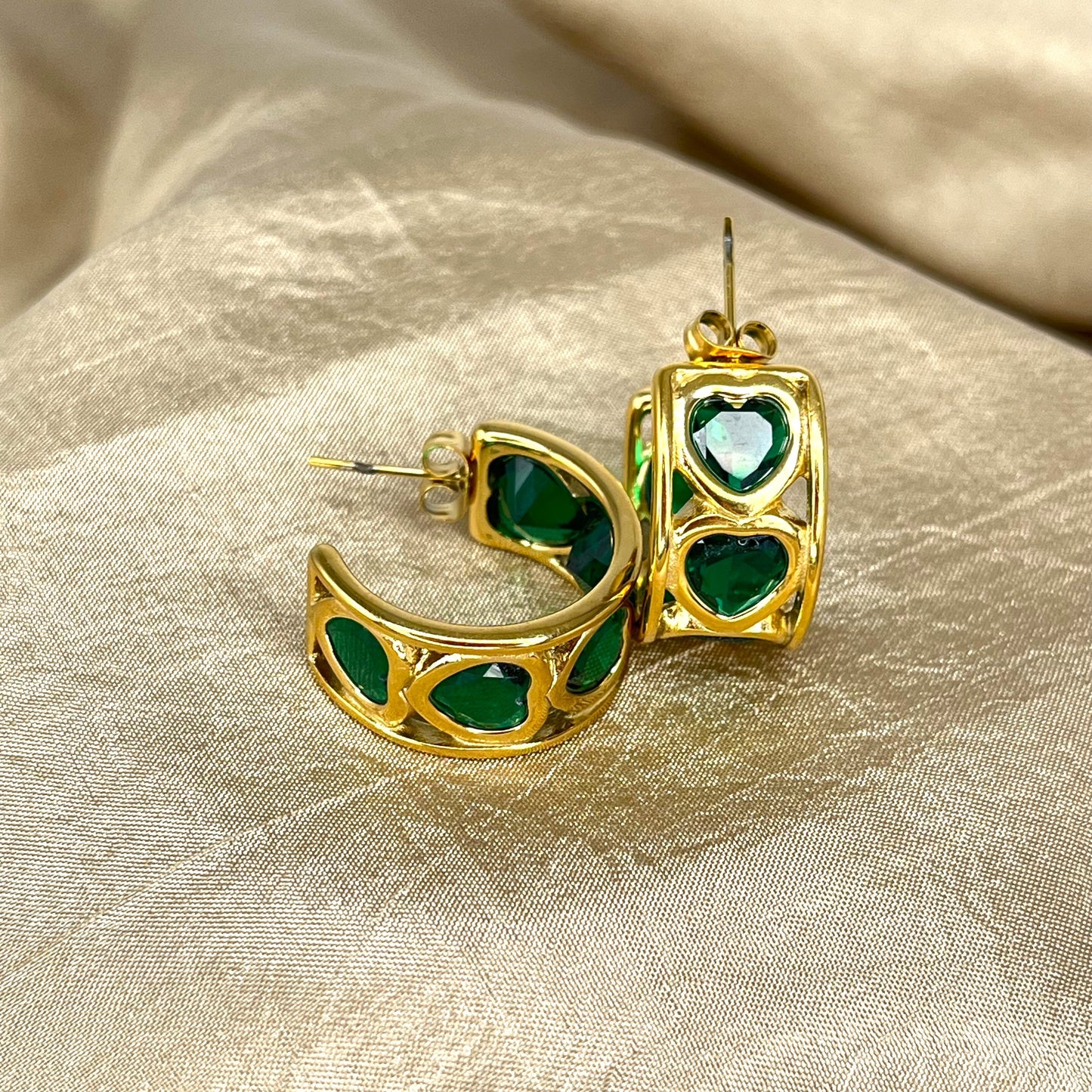 Bezel Heart Hoop