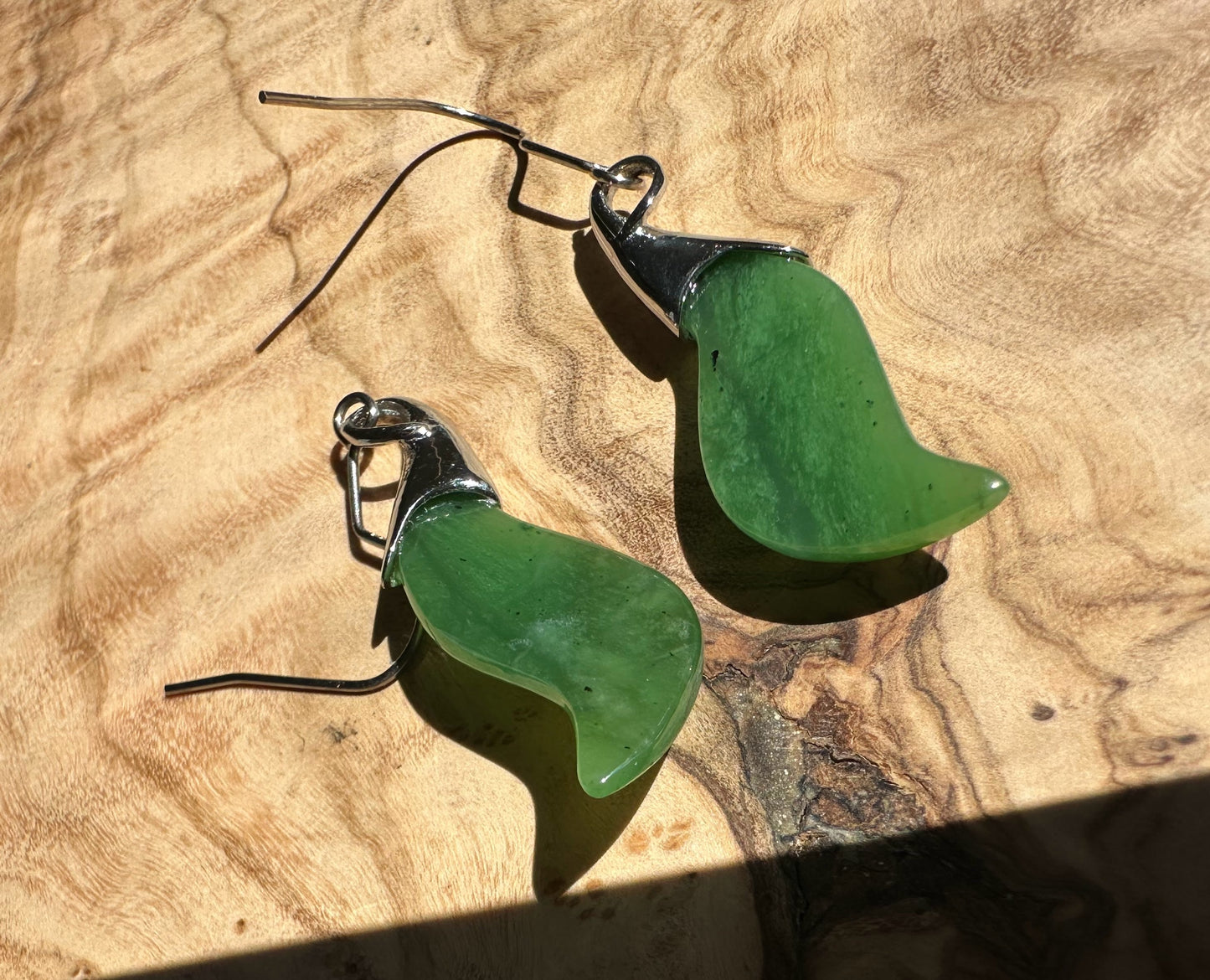 Nephrite Jade Earrings - Stainless
