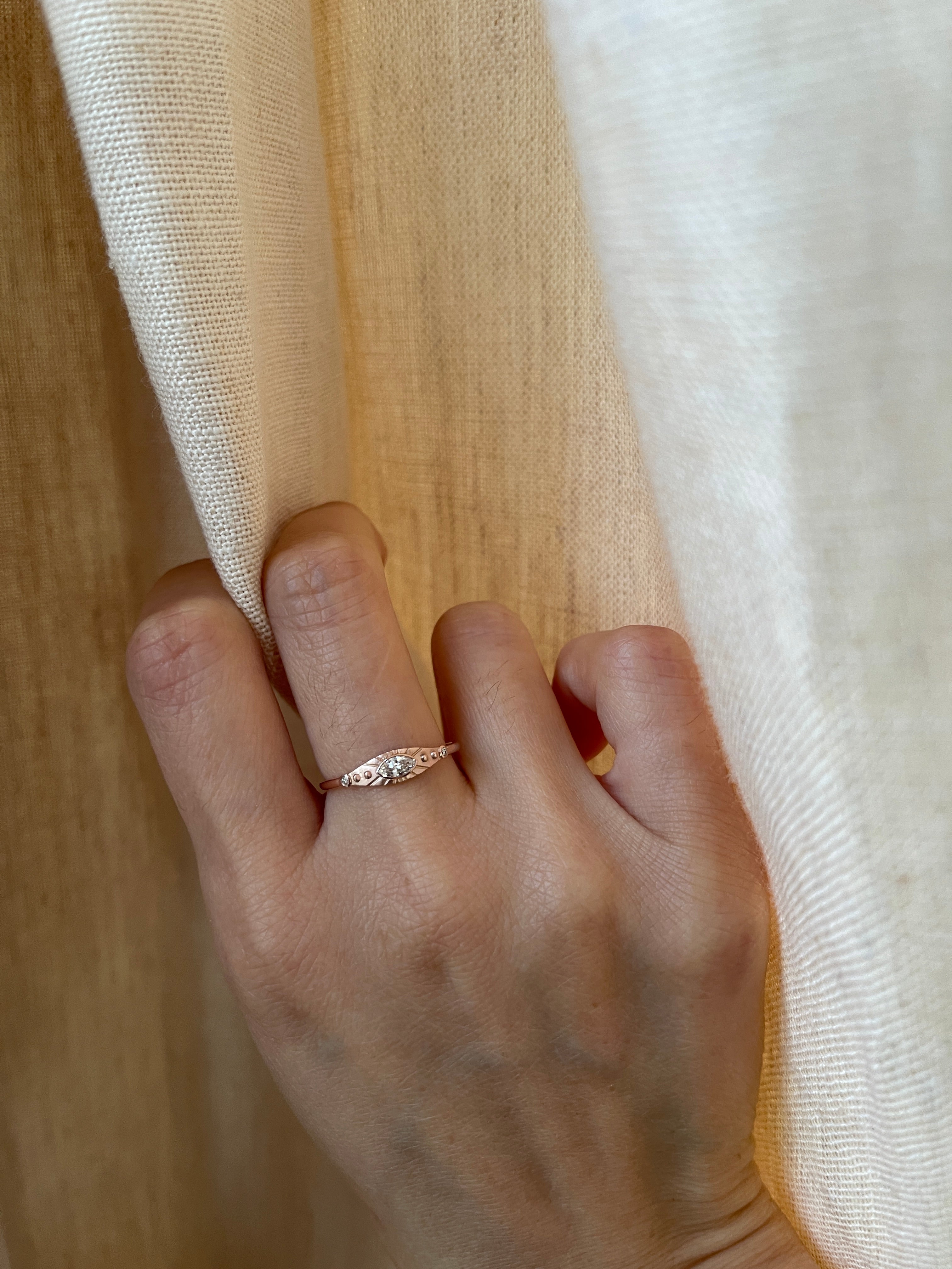 14K Rose Marquise Lab Diamond Ring