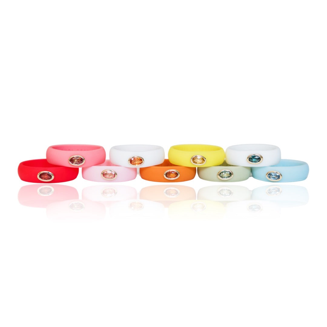 Padparascha (Peach) Oval Sapphire Silicone Ring