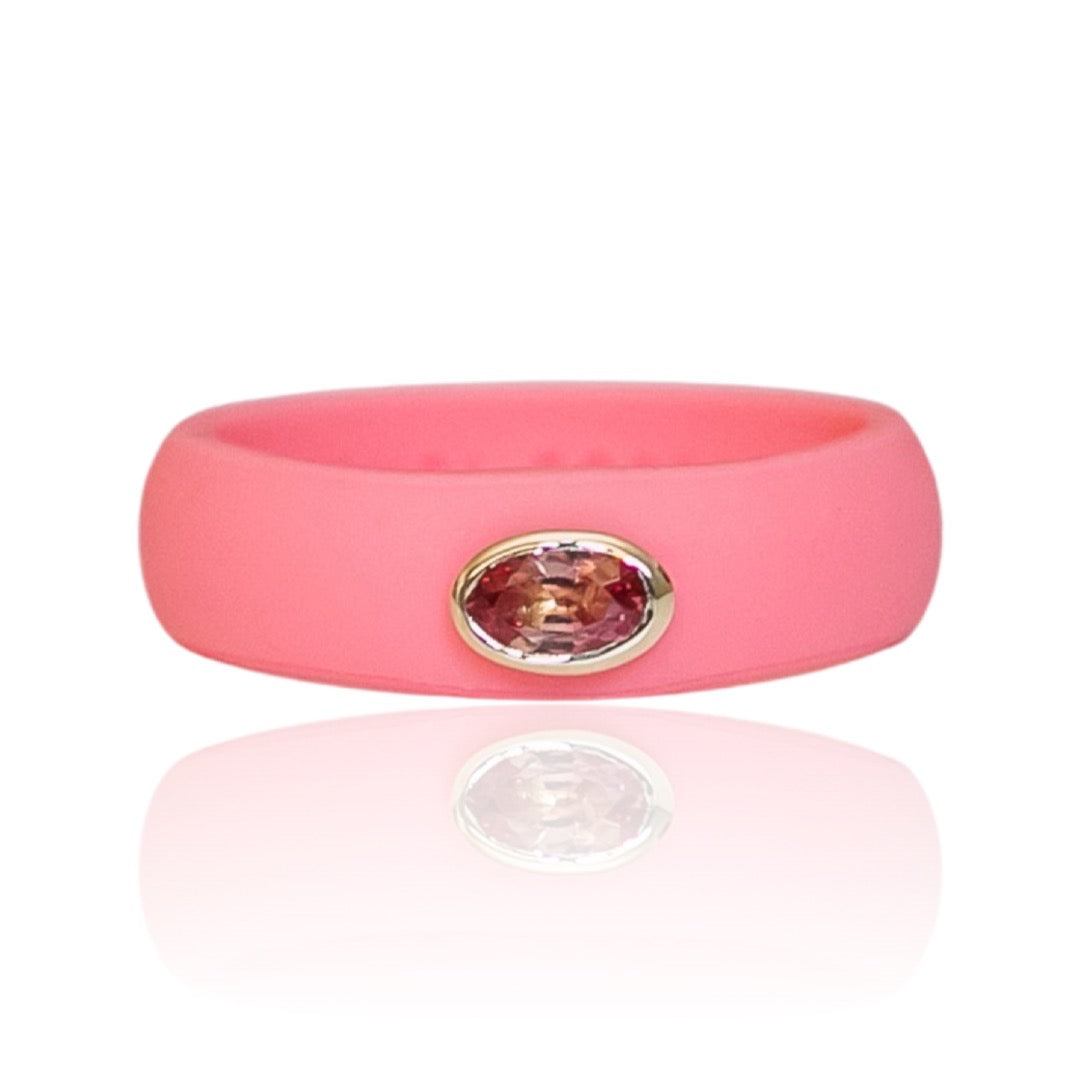 Padparascha (Peach) Oval Sapphire Silicone Ring