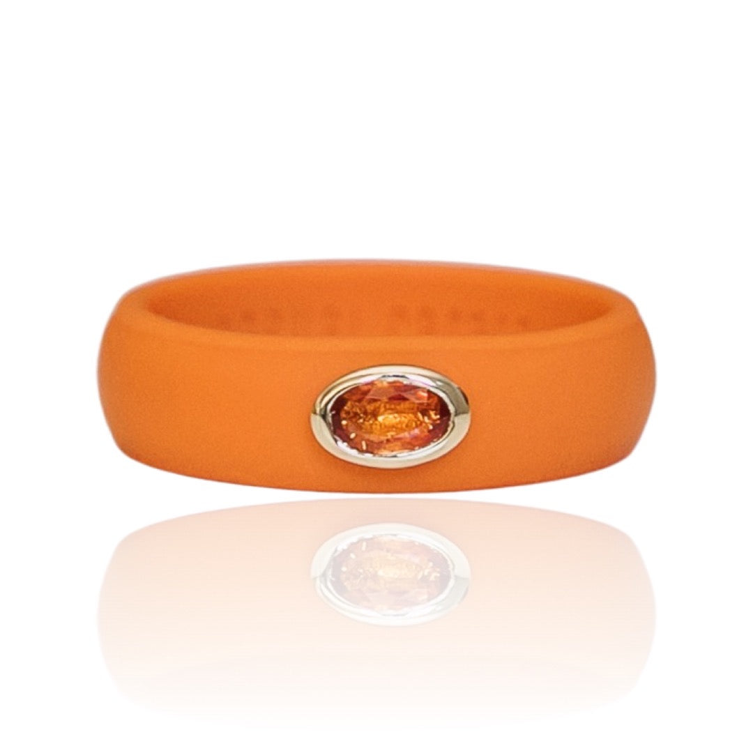 Orange Oval Sapphire Silicone Ring