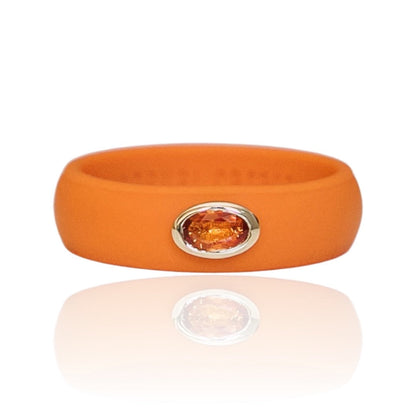 Orange Oval Sapphire Silicone Ring