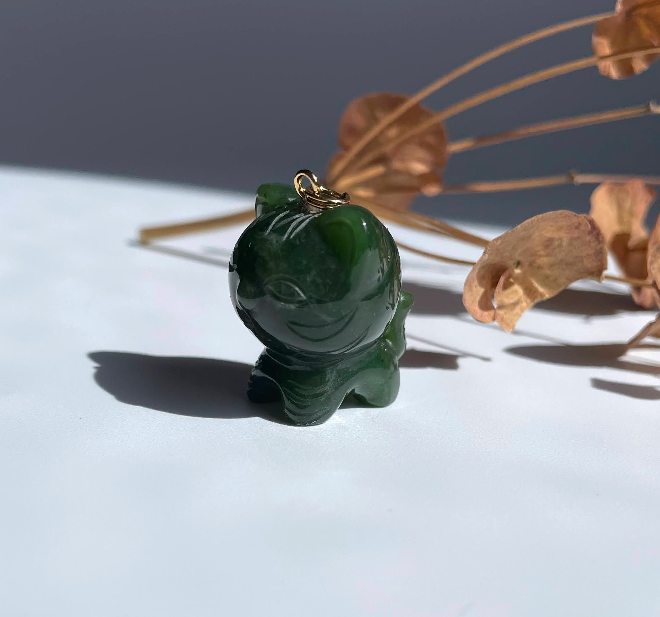 Cartoon Jade Tiger Charm, 1"