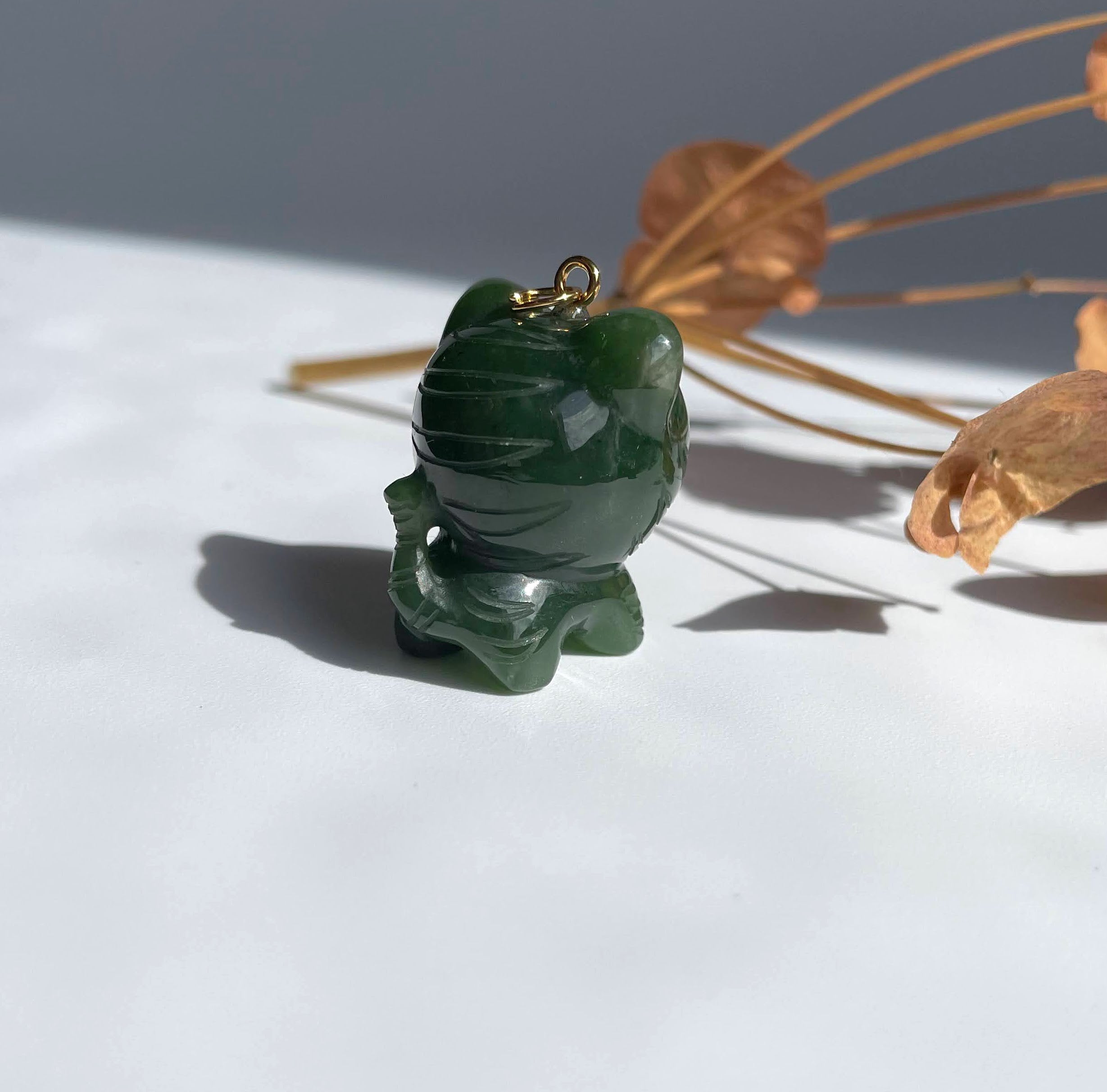 Cartoon Jade Tiger Charm, 1"