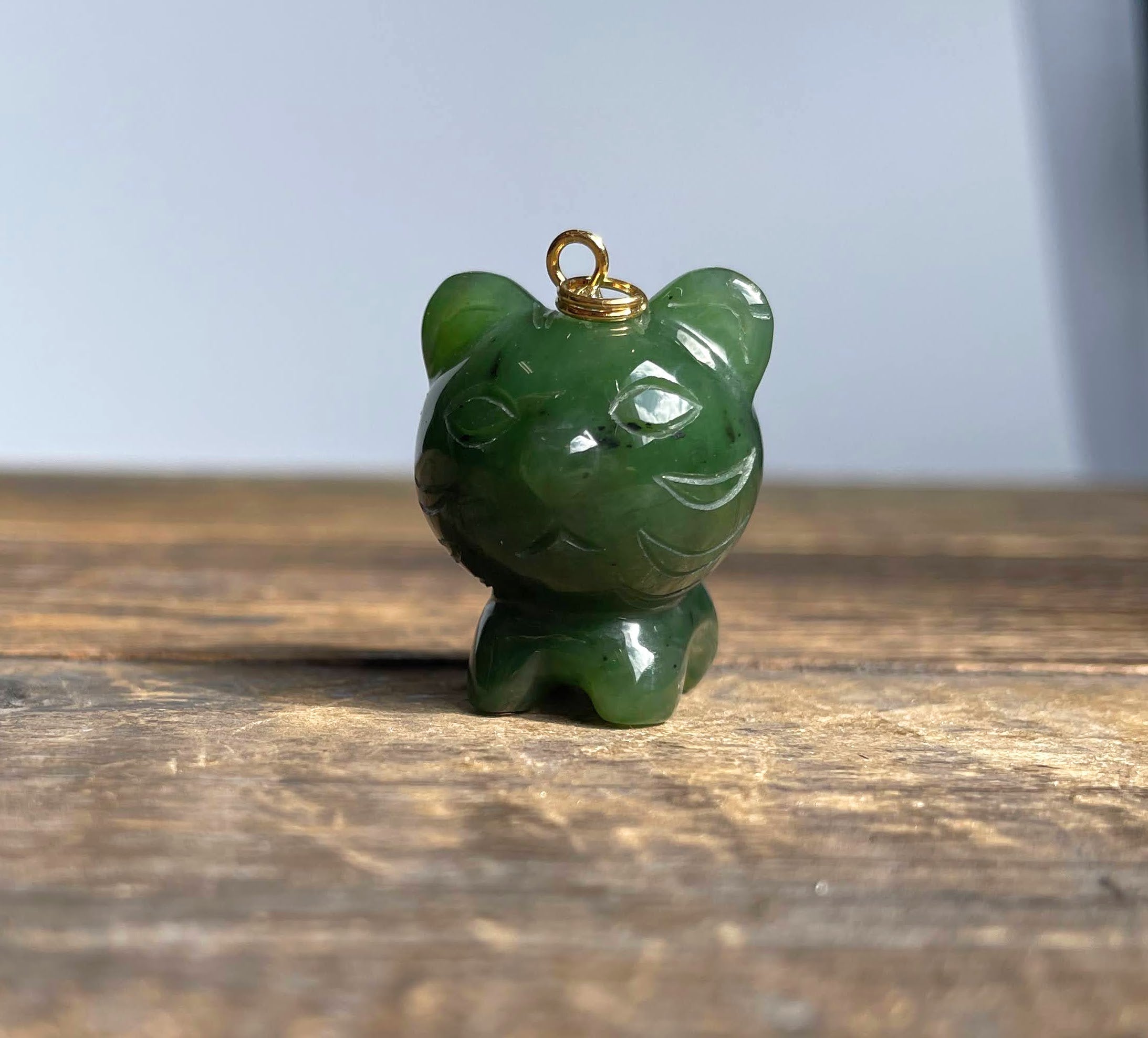 Cartoon Jade Tiger Charm, 1"