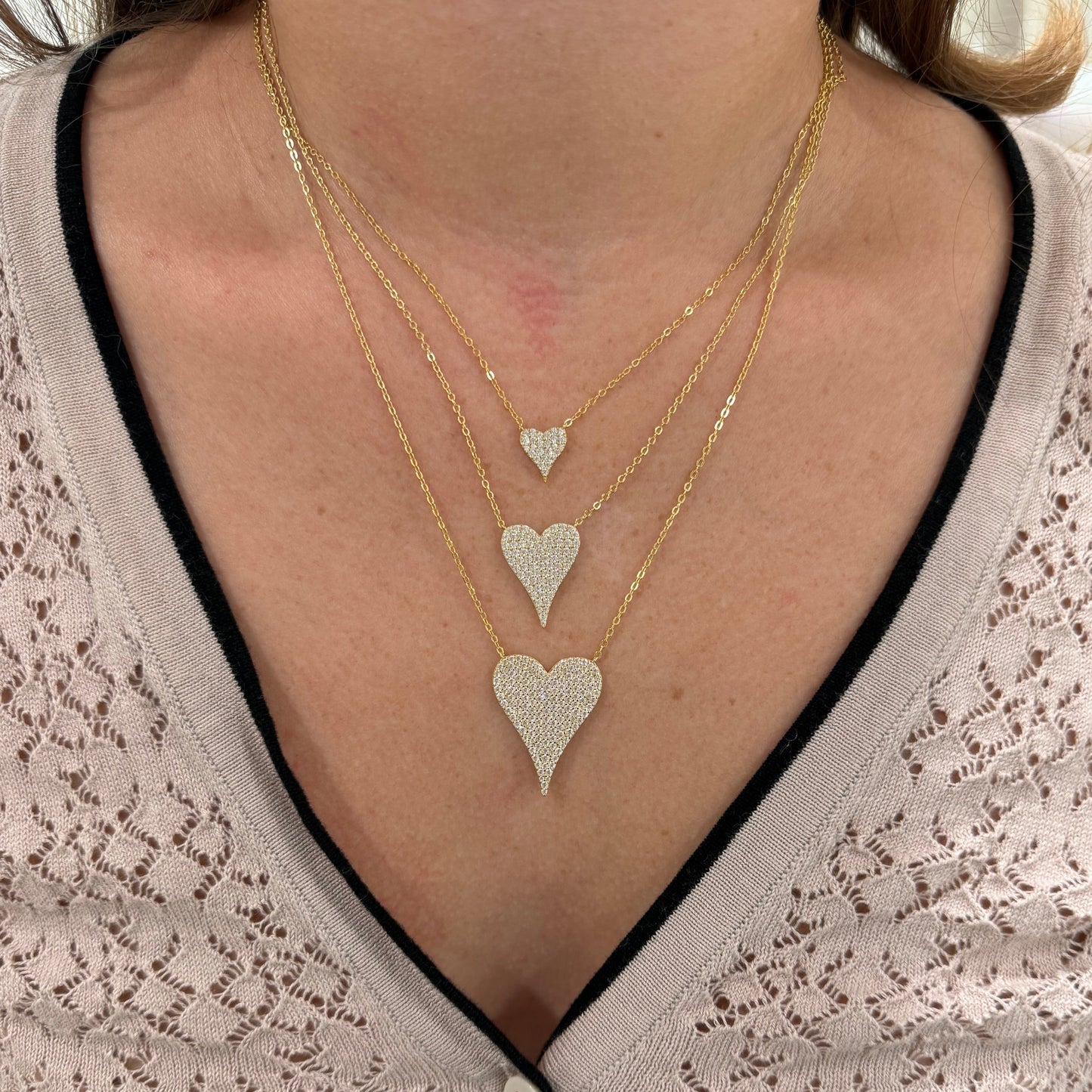 Sara Pave Heart Necklace