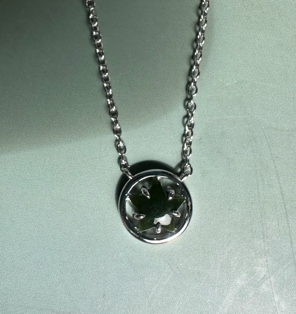 Canadian Jade and Silver Star Pendant - 2476