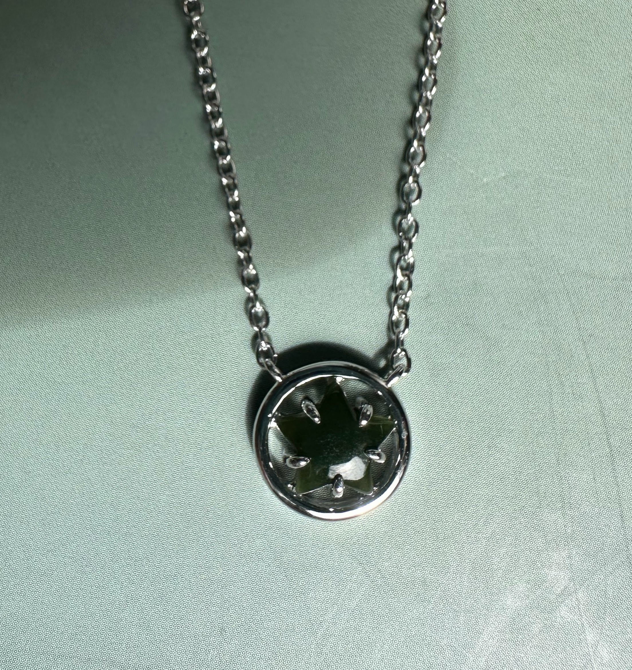 Canadian Jade and Silver Star Pendant - 2476