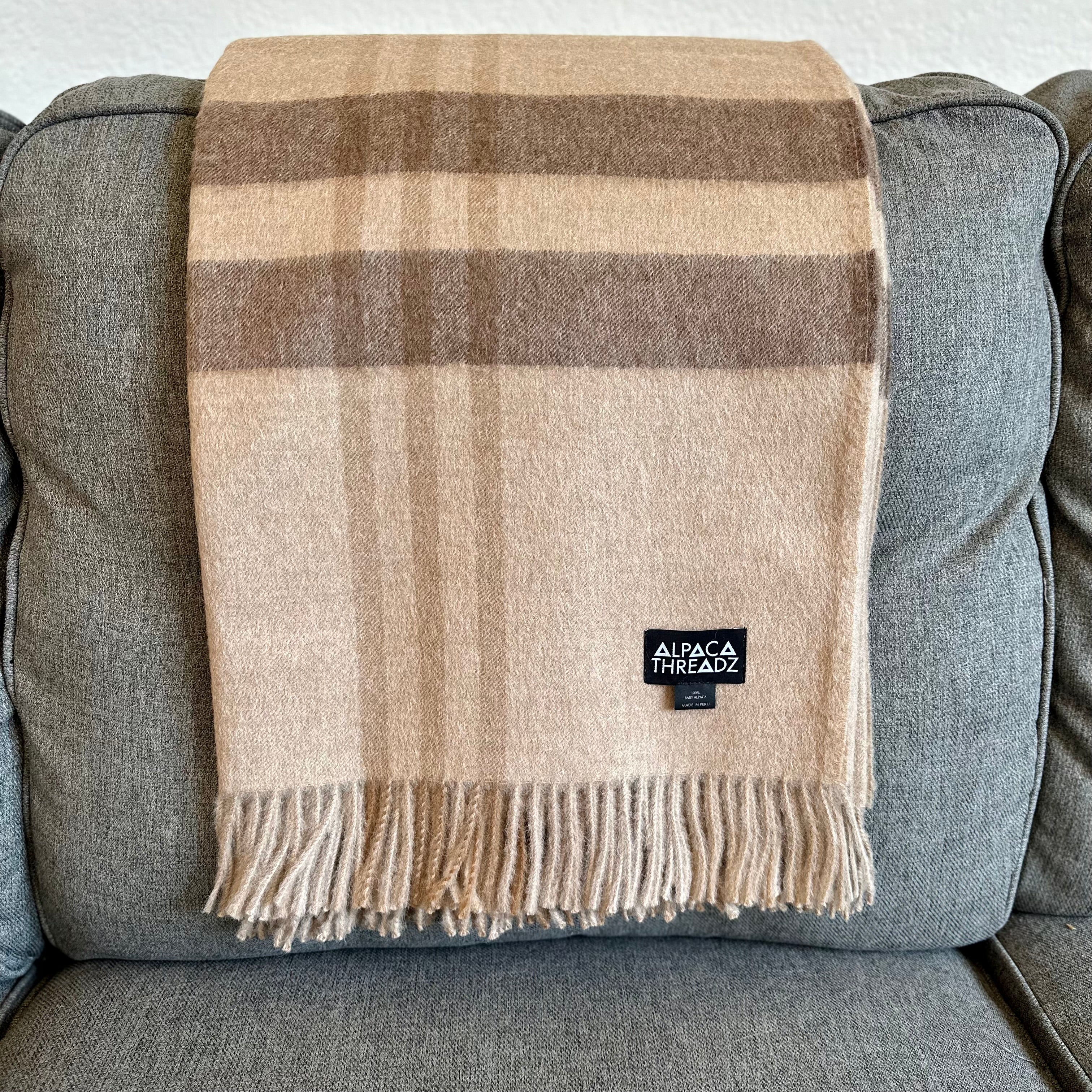 Royal Baby Alpaca Wool Checkered Throw Blanket