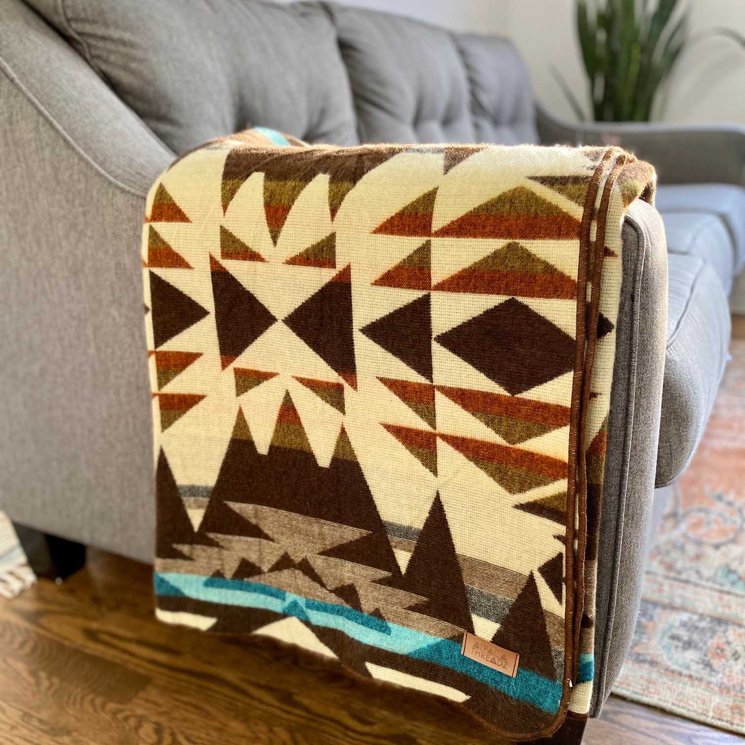 Andean Alpaca Wool Blanket - Cowboy