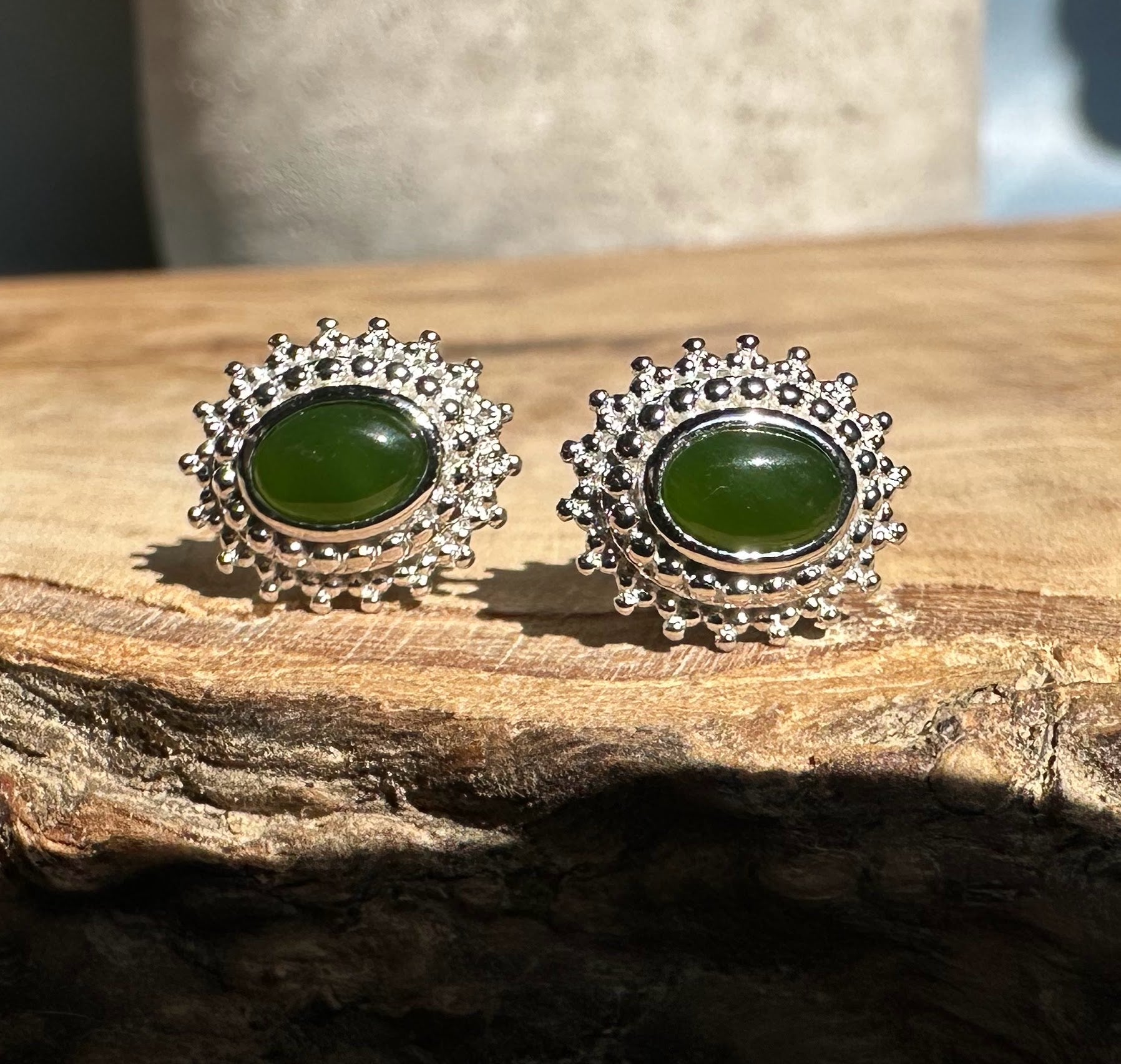 Canadian Jade and Silver Earrings - 4698