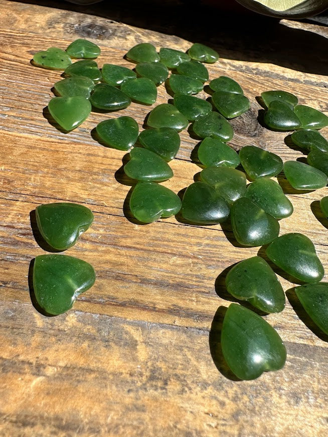 Jade Heart Charm, 15mm drilled (Sold Individually)