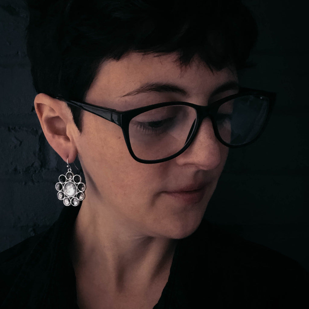 Moon Phases Halo Dangle Earrings