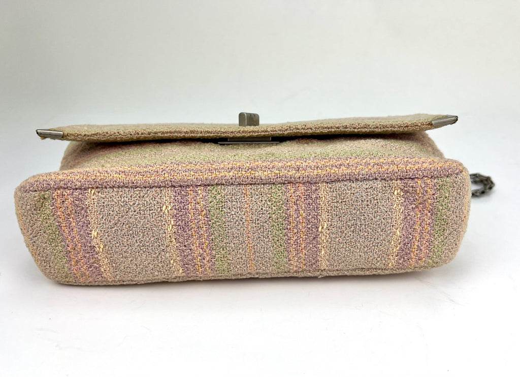Chanel 2.55 Reissue 225 Single Flap Pink Multicolor Cotton Tweed Shoulder Bag