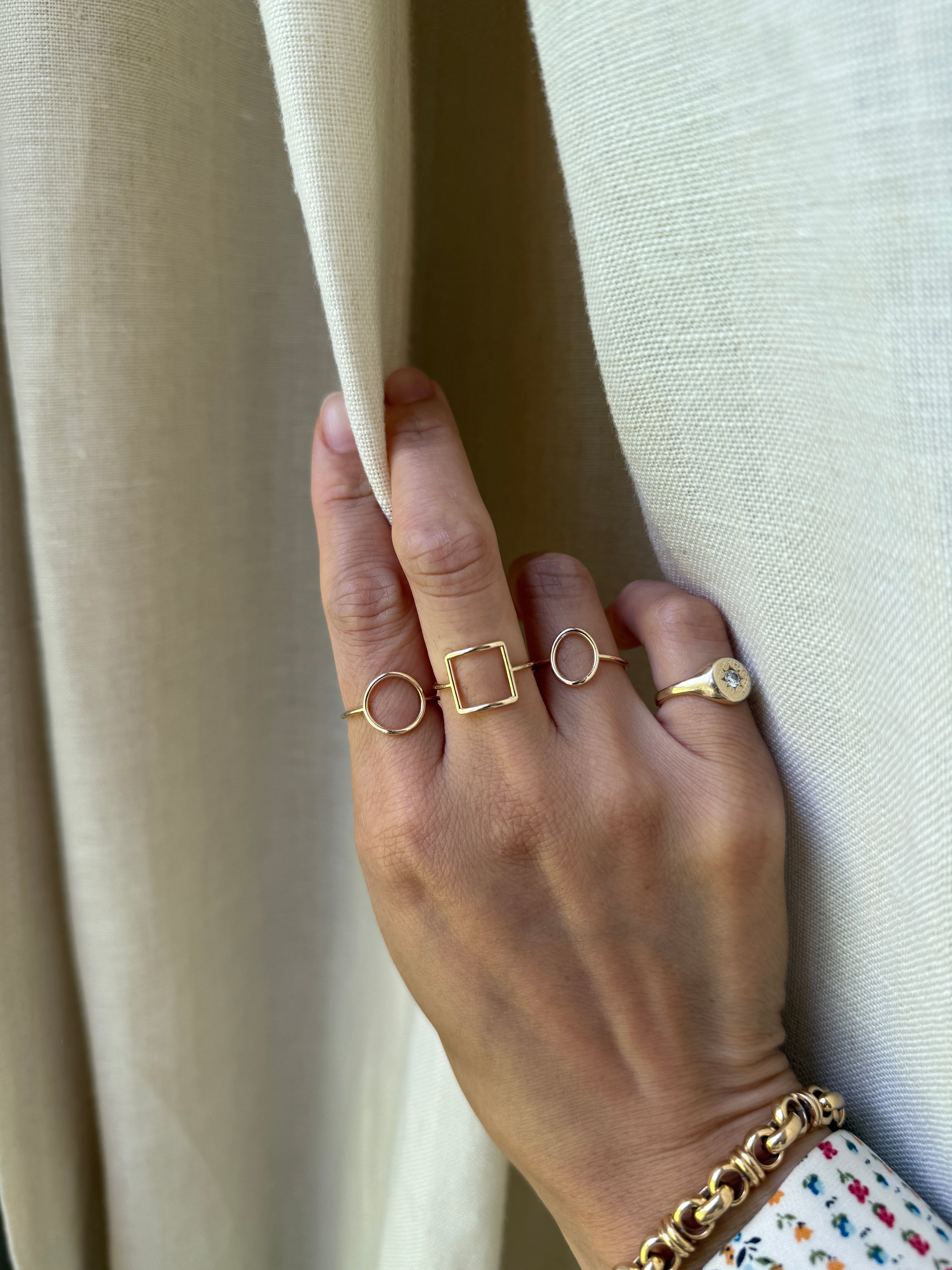 14K Yellow Gold Open Square Ring