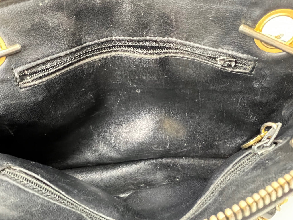 CHANEL Bag Quilted Lambskin Leather Chain Vintage Black Mini Shoulder Bag Preowned