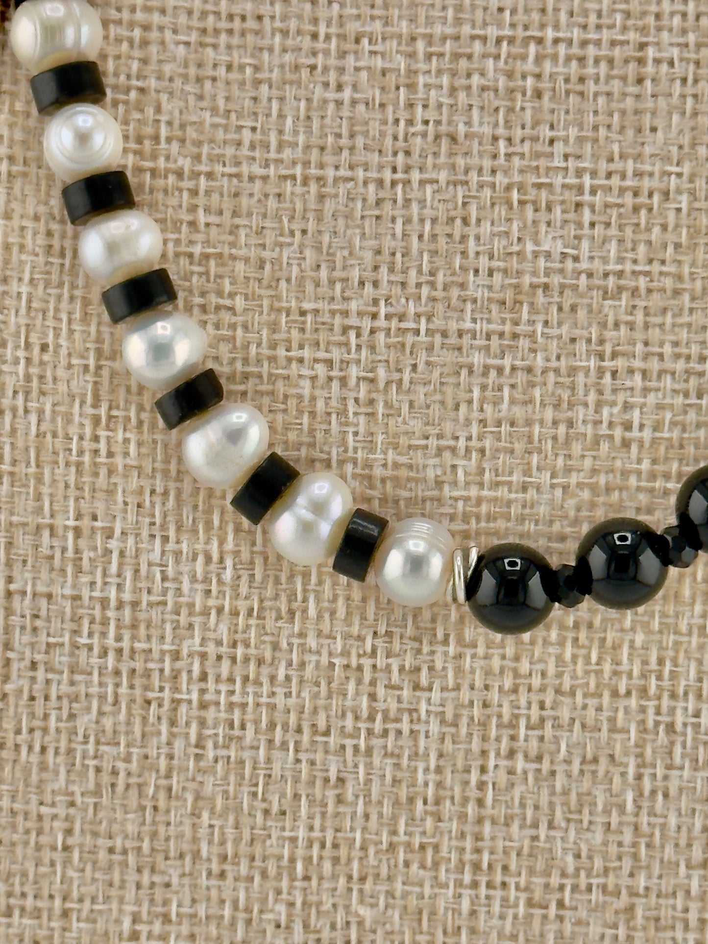 Onyx Disc & Large FW Pearl Necklace