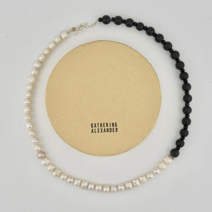 Onyx & FW Pearl Toggle Necklace