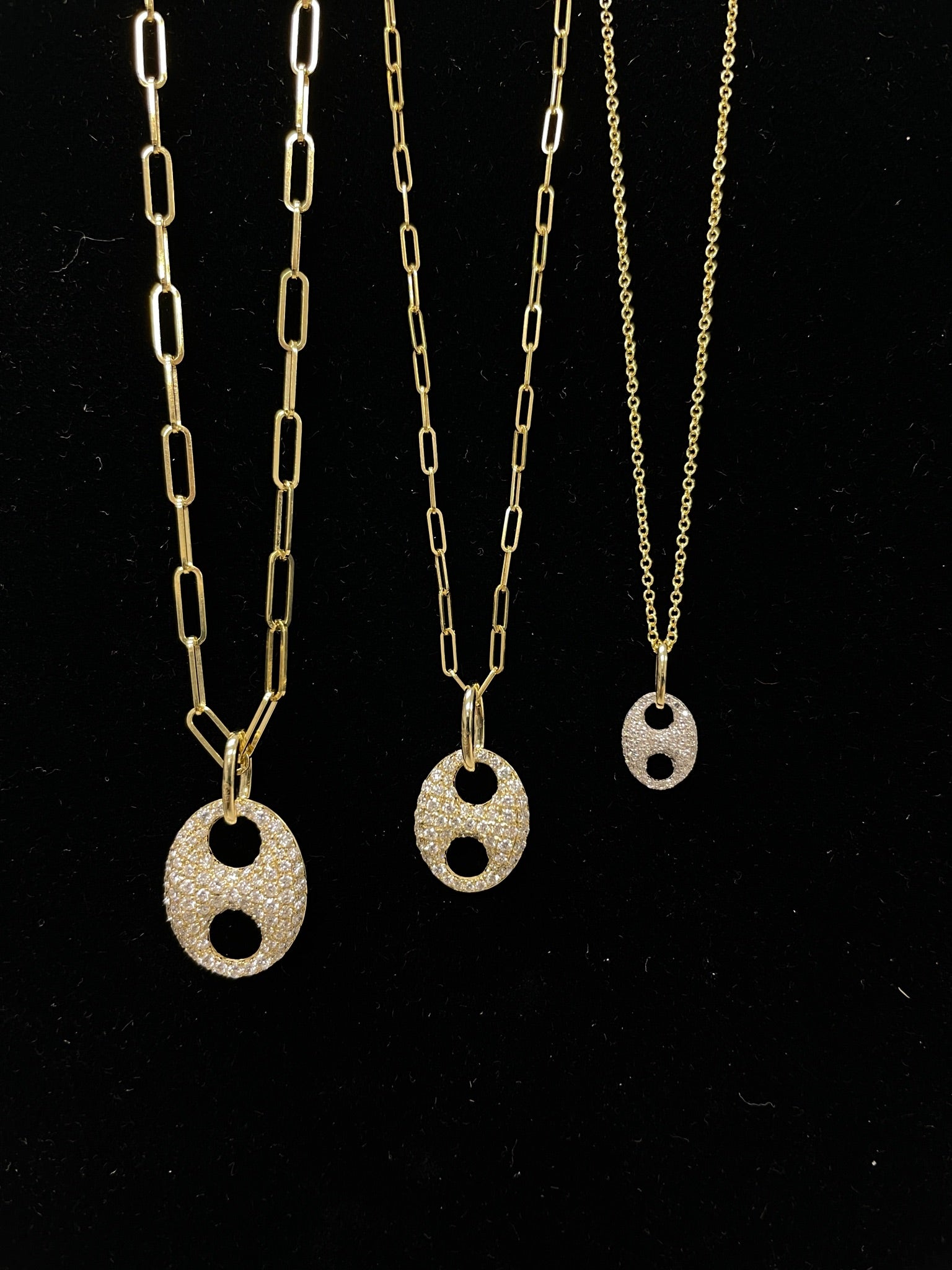 Diamond Puffed Mariner Necklace