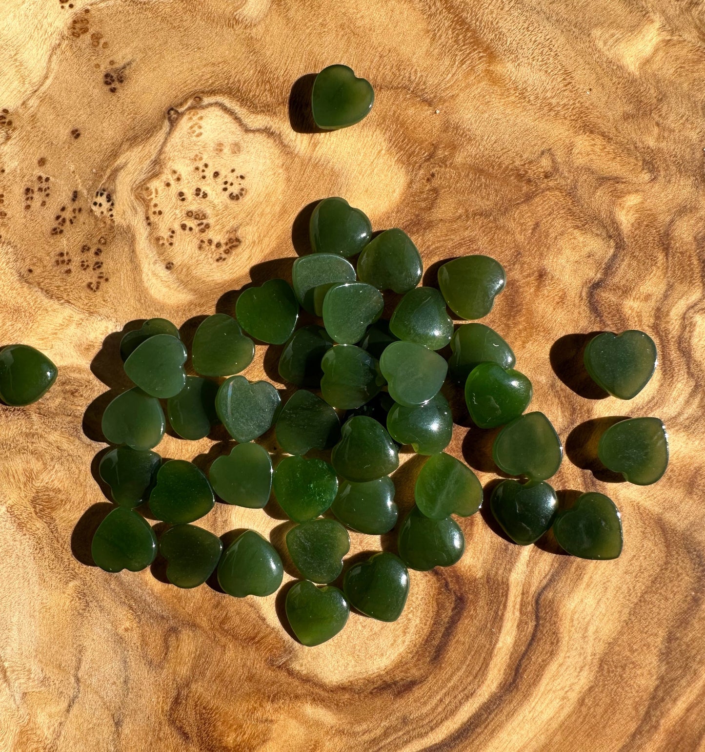 Dark Green Jade Heart Cabochon - 8mm
