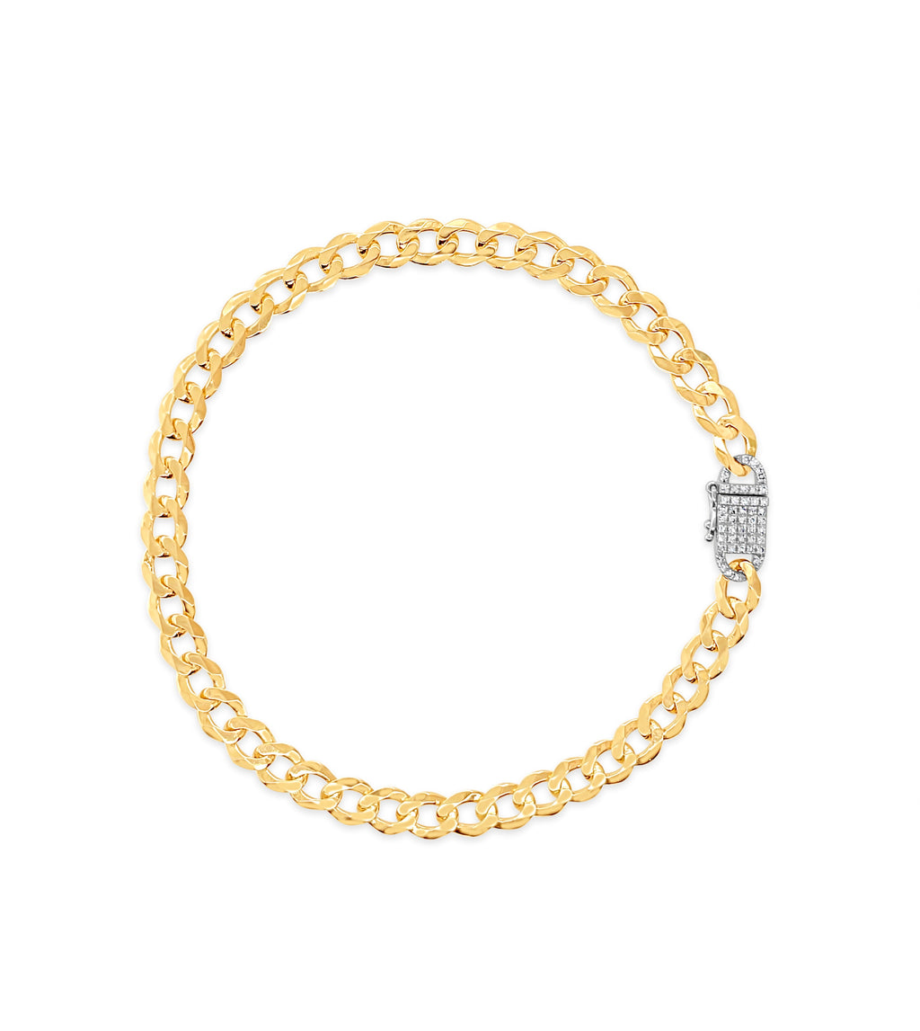 Diamond Lock Curb Link Chain Bracelet