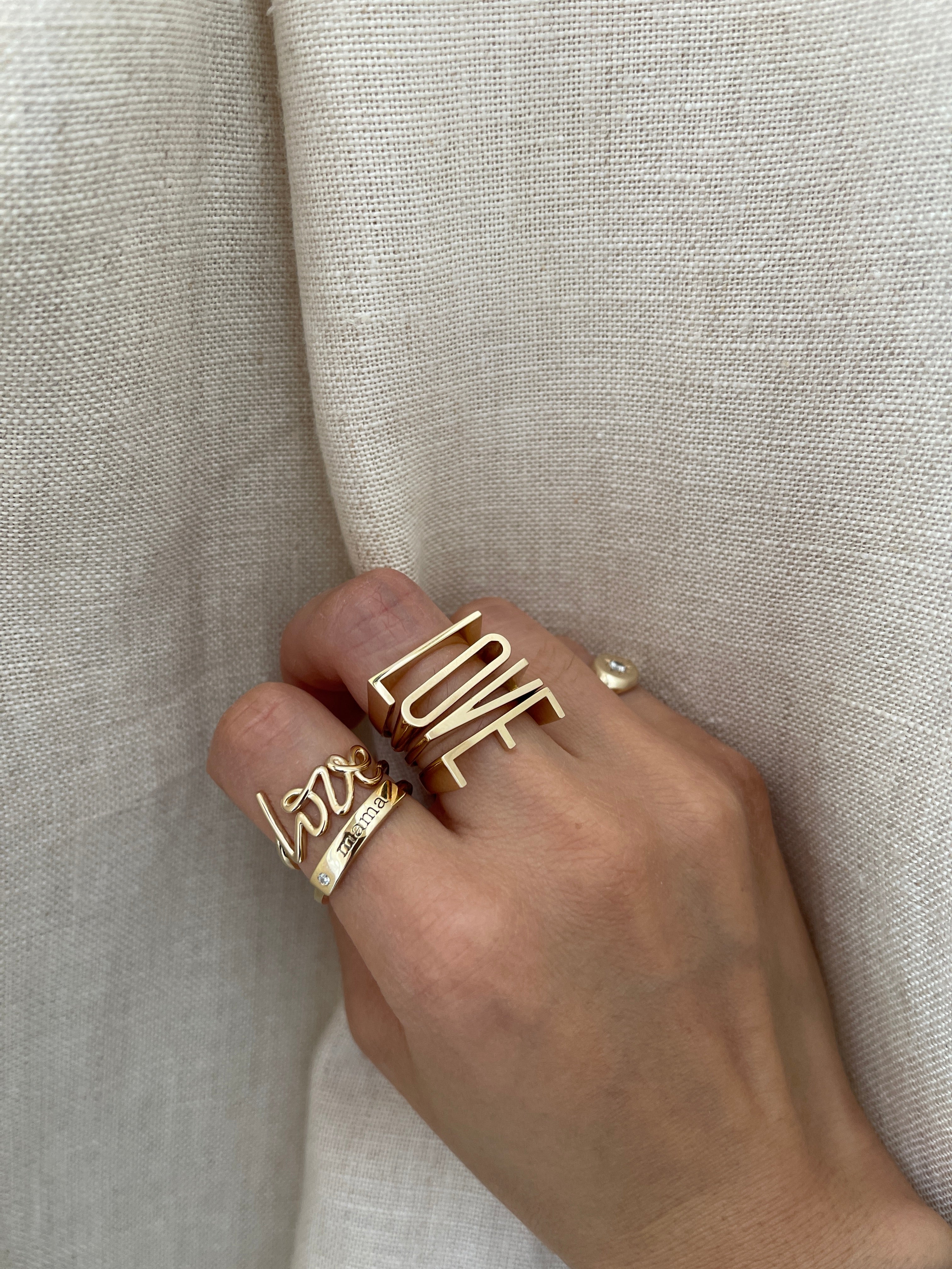 14K Letter Initial Ring