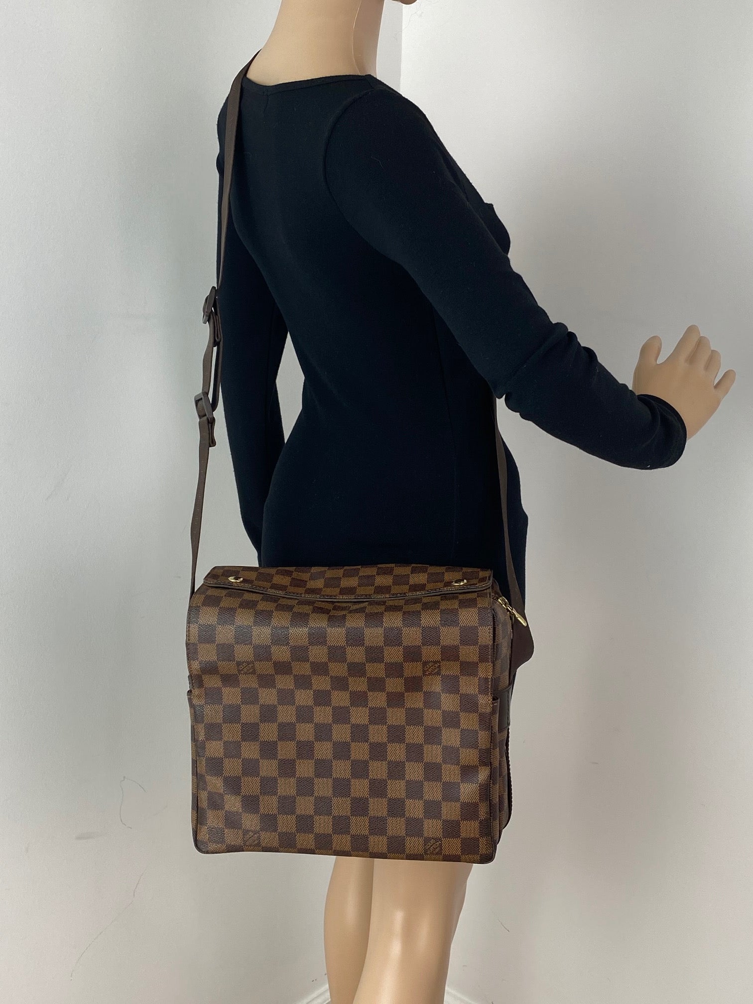 Louis Vuitton Damier Ebene Canvas Naviglio Shoulder Men's Messenger Bag