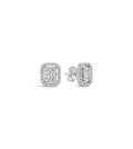 Diamond Emerald Cut Cluster Halo Stud Earrings