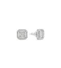 Diamond Asscher Cut Cluster Halo Stud Earrings
