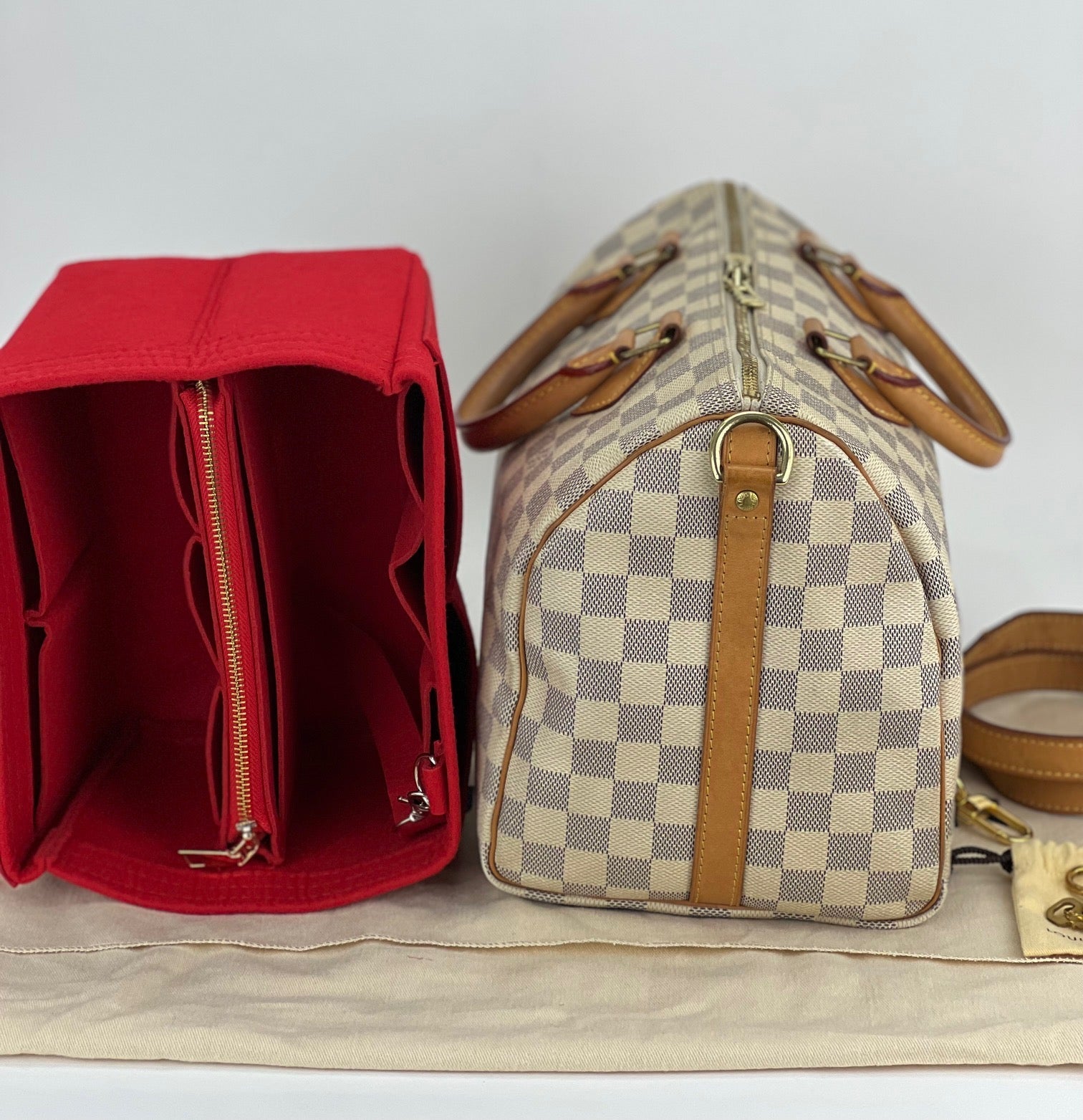 LOUIS VUITTON Speedy Bandouliere 30 Damier Azur Shoulder Hand Bag Added Insert Preowned