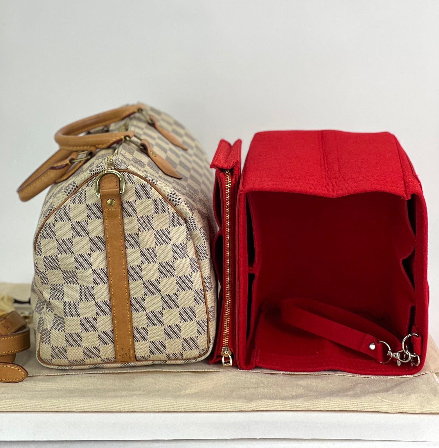 LOUIS VUITTON Speedy Bandouliere 30 Damier Azur Shoulder Hand Bag Added Insert Preowned