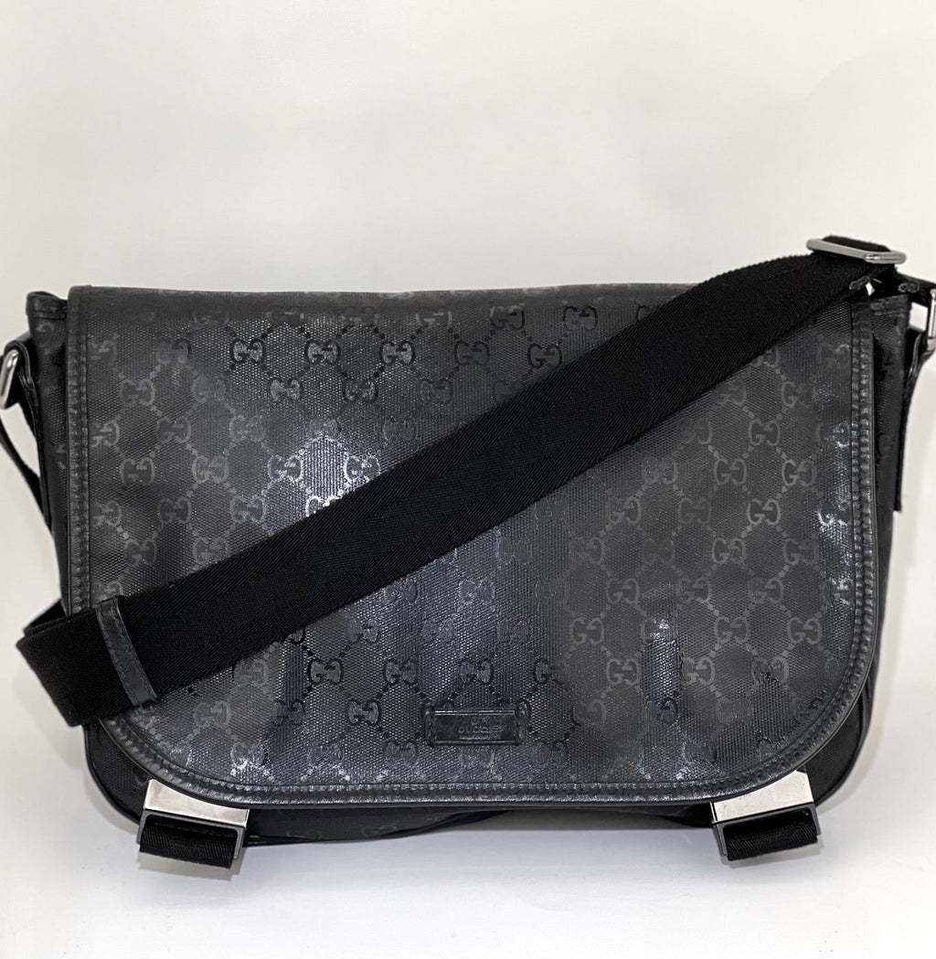 Gucci Men's Messenger GG Supreme Canvas Double Buckle Flap Crossbody Men's Bag Preowned