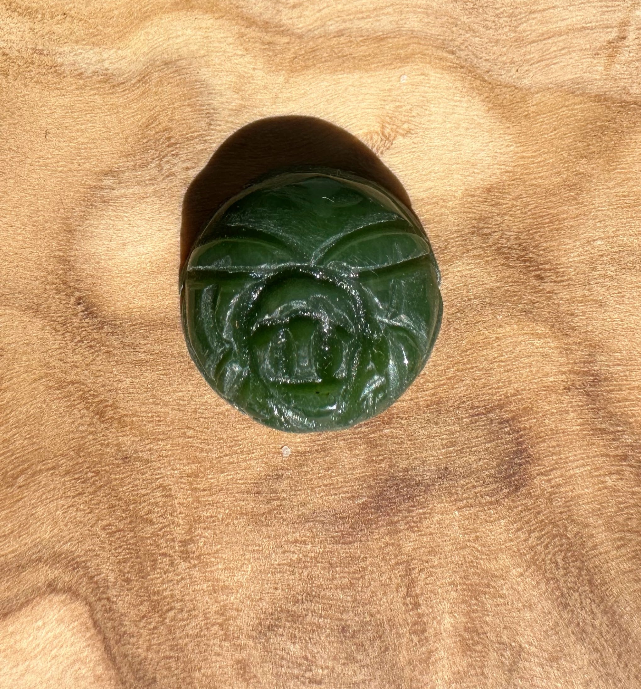Vintage Dark Green Jade Rose Cabochon - 14mm