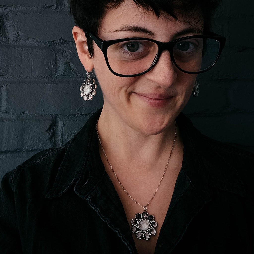 Moon Phases Halo Dangle Earrings
