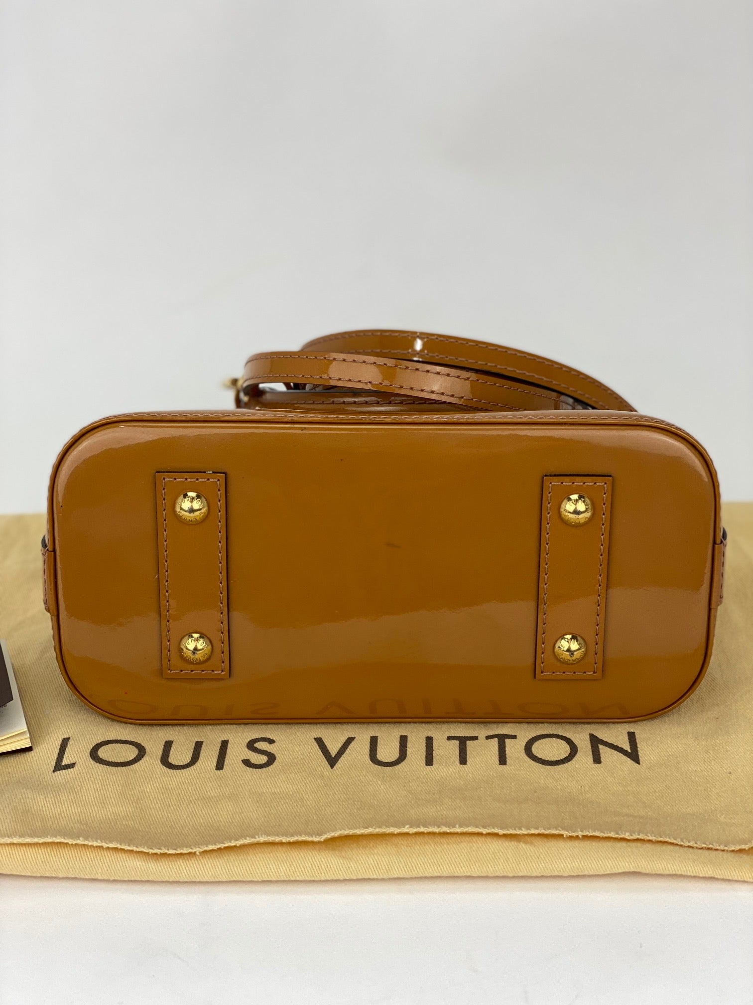 LOUIS VUITTON Vernis Alma BB Rose Velours M91585 Hand Shoulder Bag Pre owned