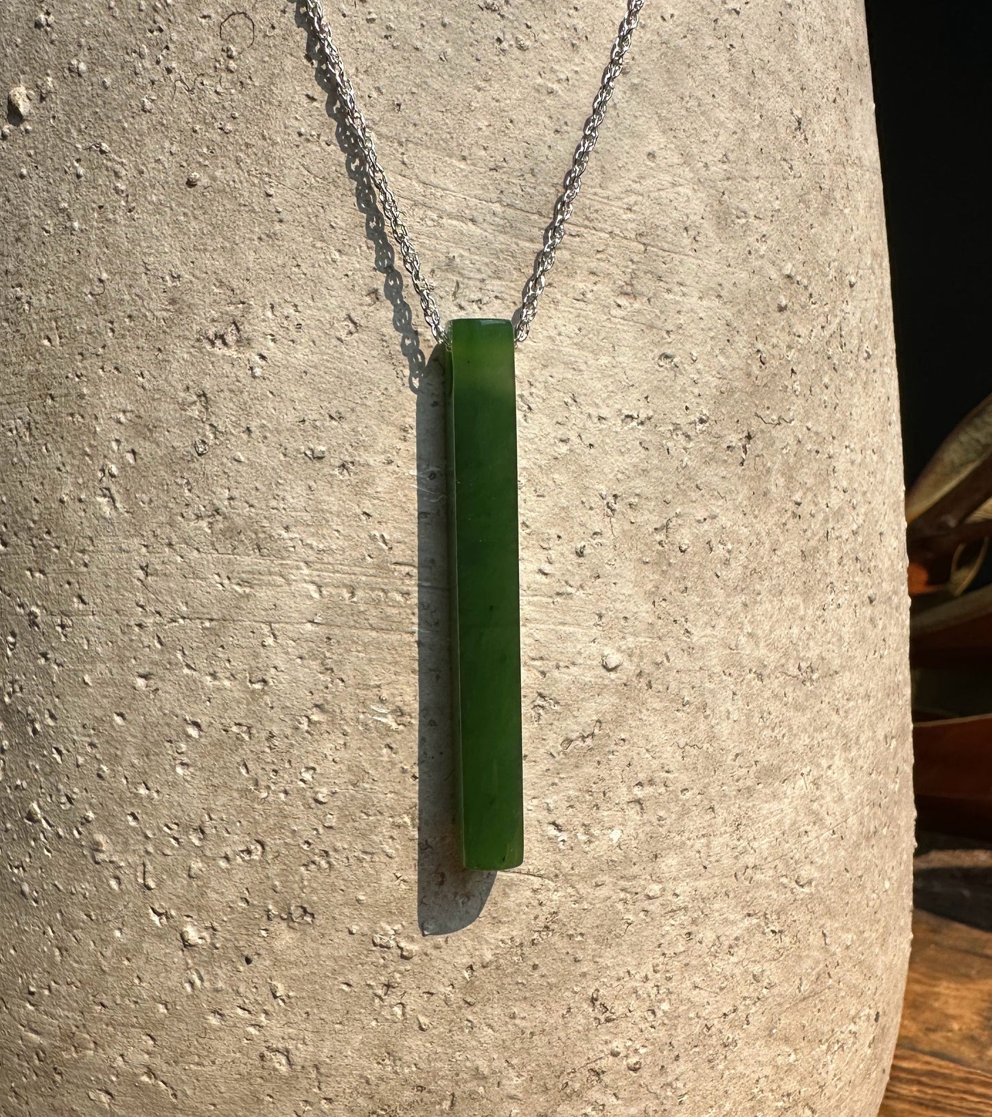 Thin Drop Jade Pendant, 1.75"