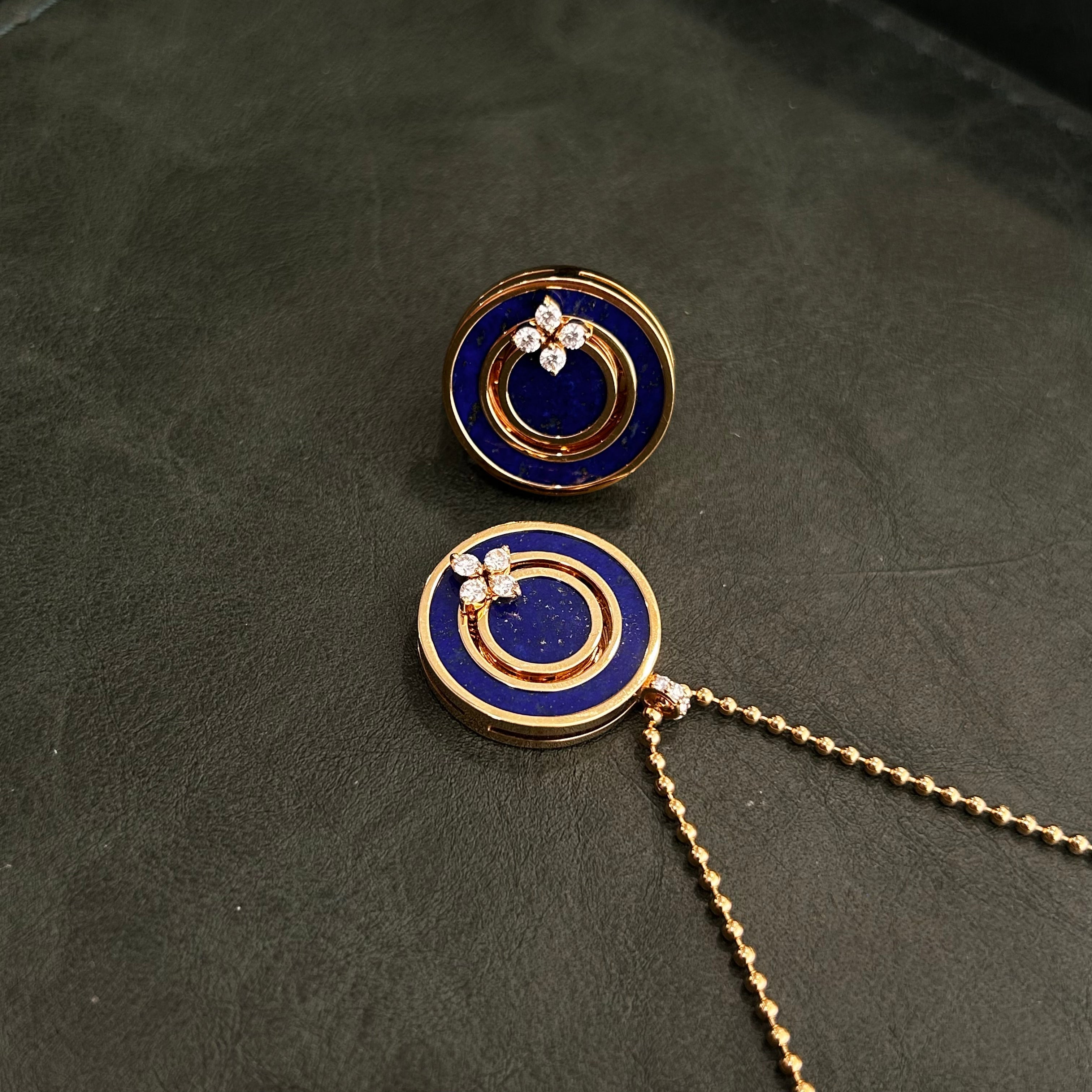 Roberto Coin Love in Verona 18K Rose Gold Diamond & Blue Lapis Statement Ring Sz. 6.5 8883126AX65X