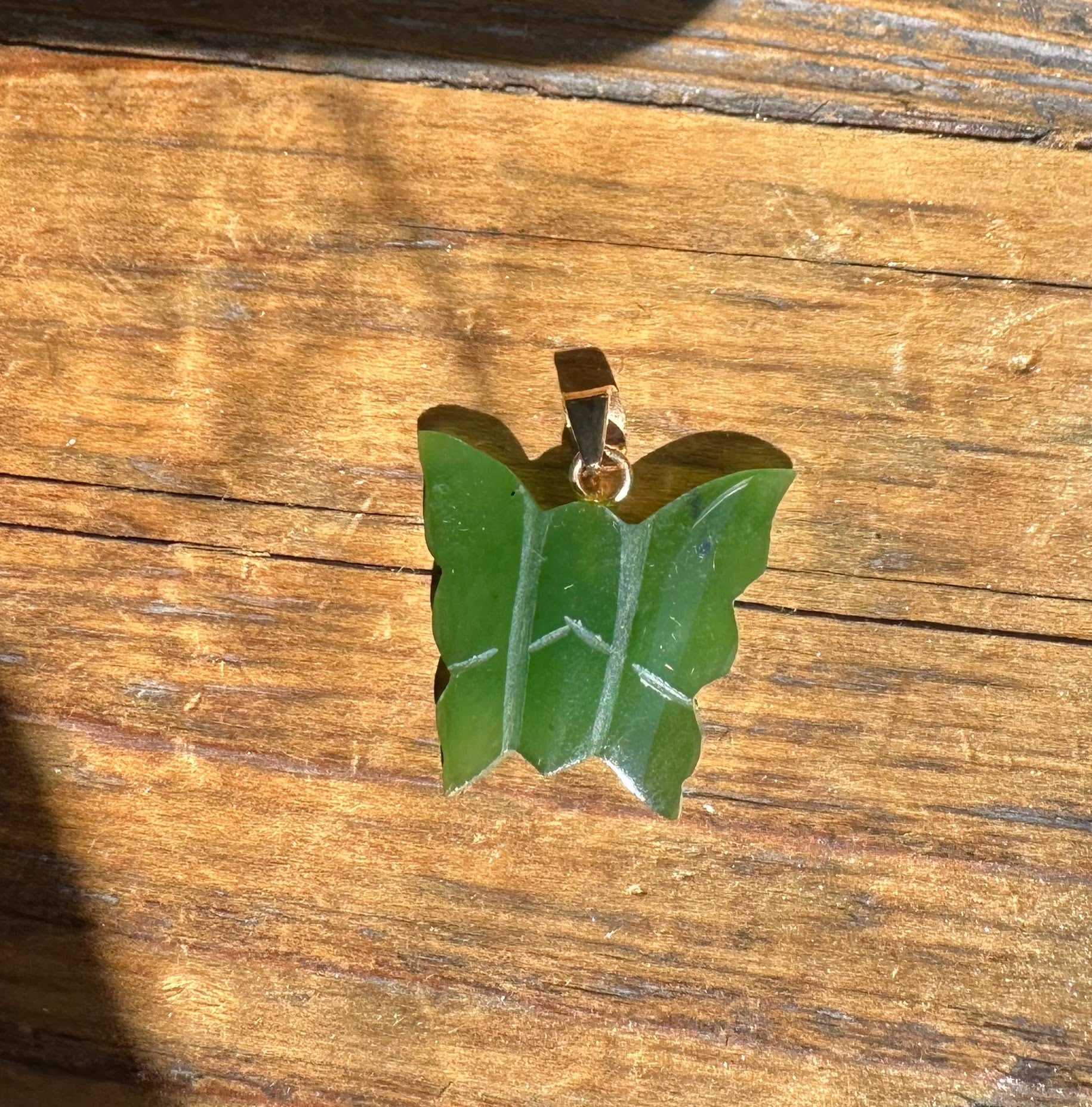 Vintage Jade Butterfly Pendant/Charm - 20mm