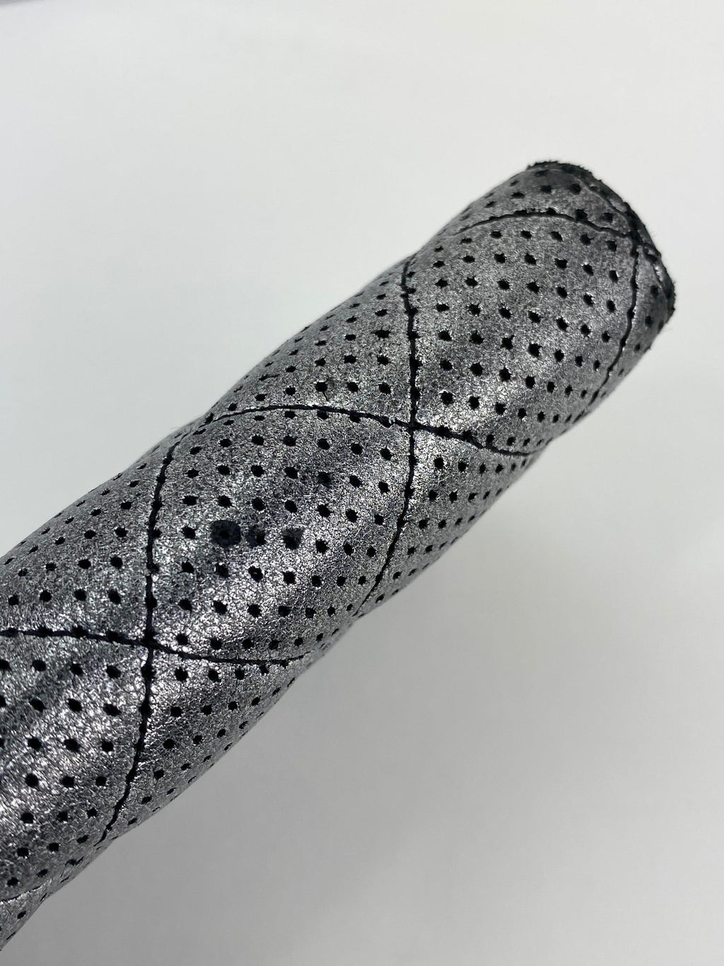Chanel Perforated Silver Metallic Lambskin Quilted Zip Around Wallet Clutch