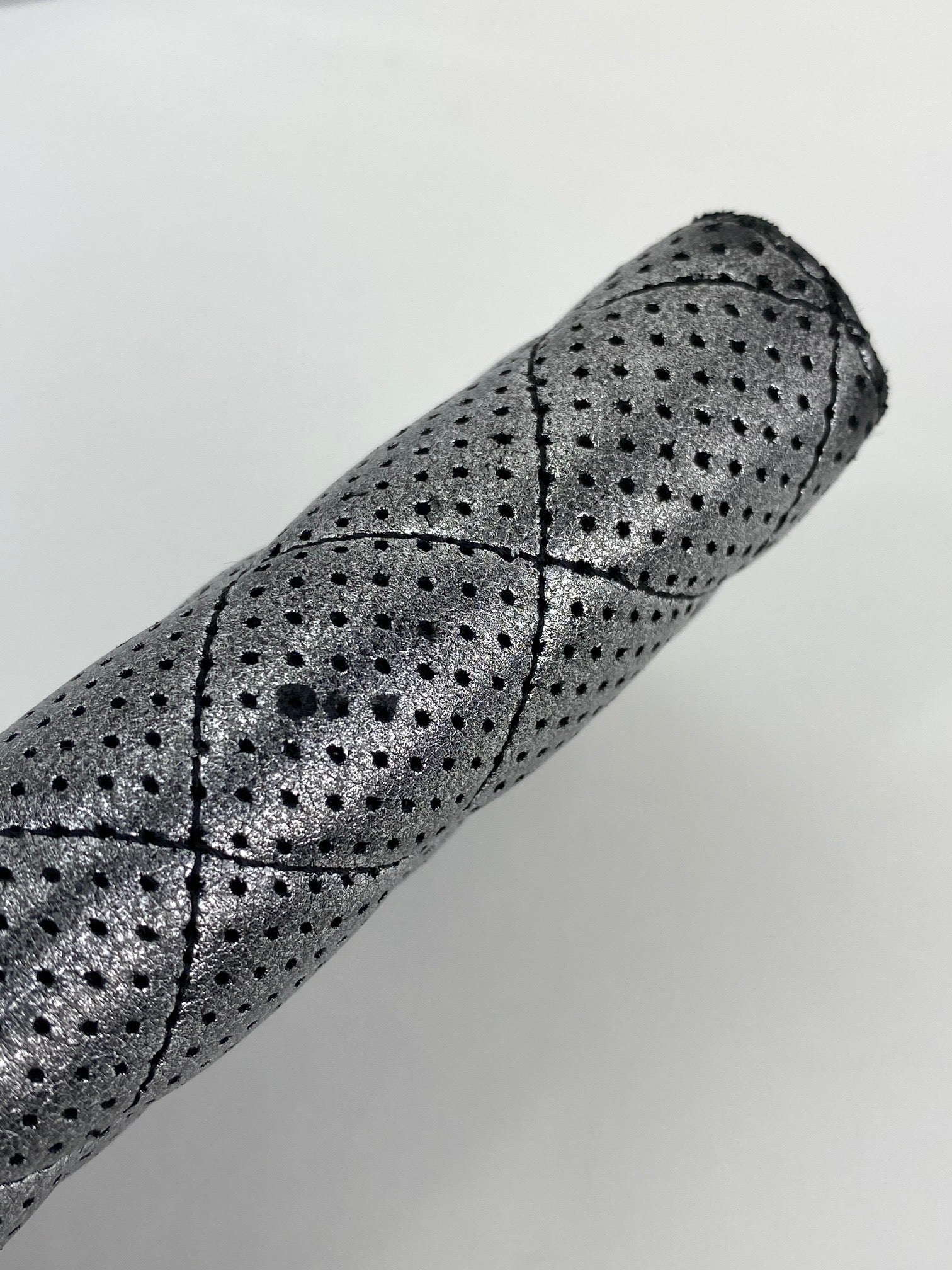 Chanel Perforated Silver Metallic Lambskin Quilted Zip Around Wallet Clutch