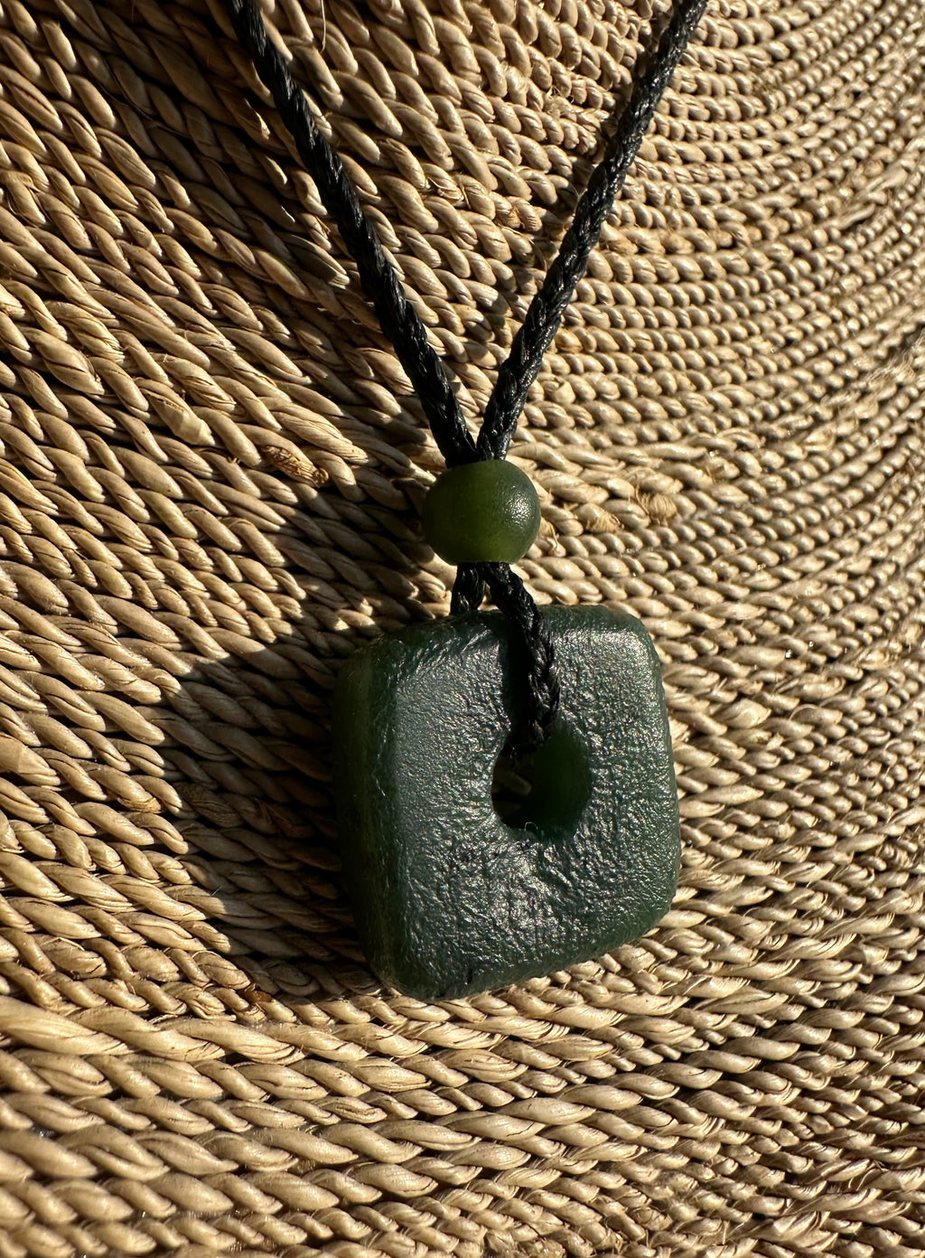 Canadian Jade Textured Square Pendant - 20mm